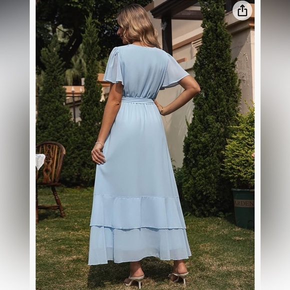 Simplee Ruffle Trim Belted Wrap Hem Dress new - Picture 3 of 5